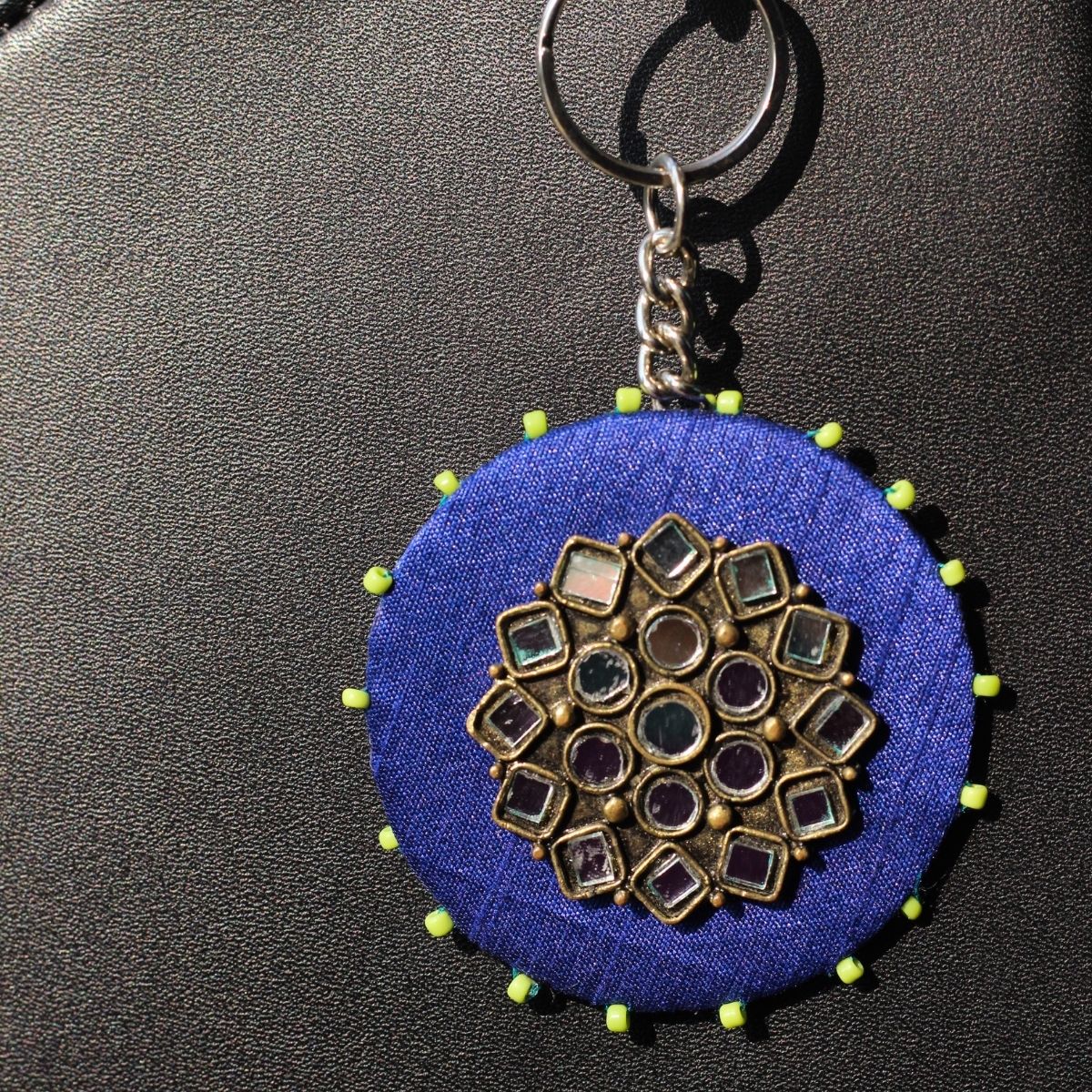 Round mirror keychain